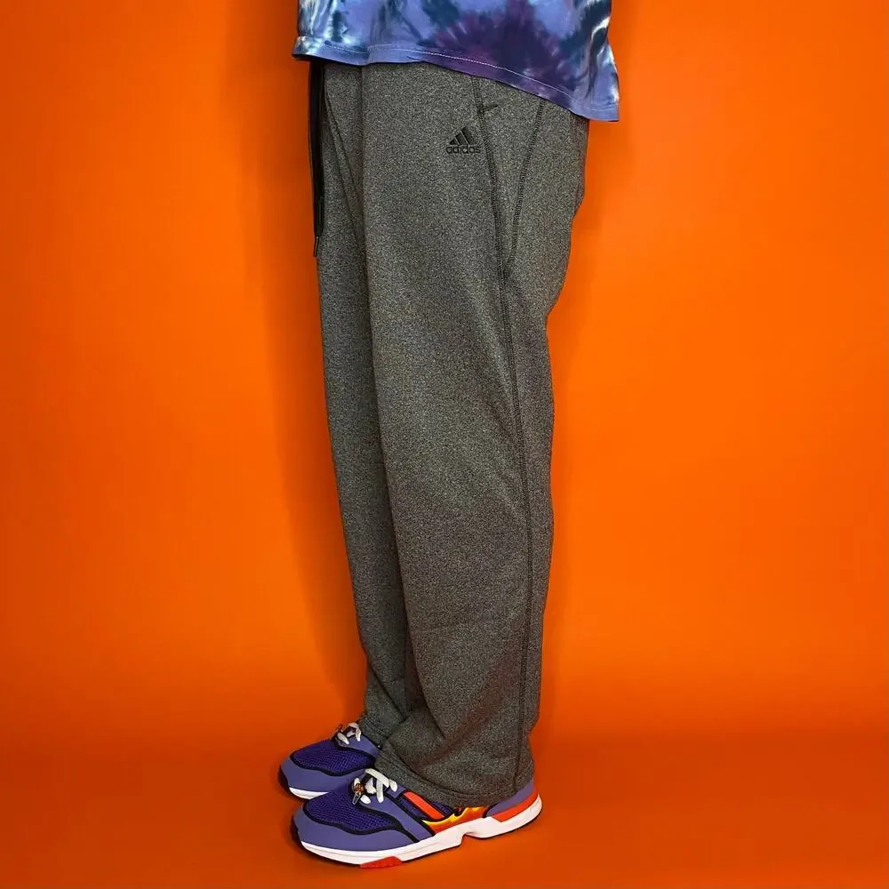 Vintage Y2K Adidas Sweatpants Mens L Baggy Wide Leg Grey Cotton Black Logo